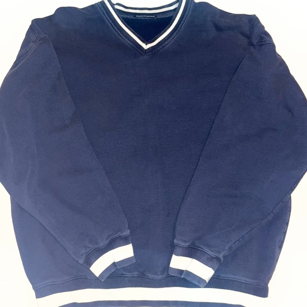 Brandy Melville Oversized Sweatshirt | Varsity V-Neck Sweatshirt | Navy Blue